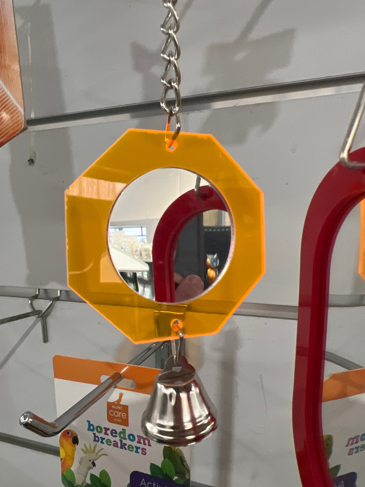 Avi One Bird Toy - Acrylic Mirror W/bell