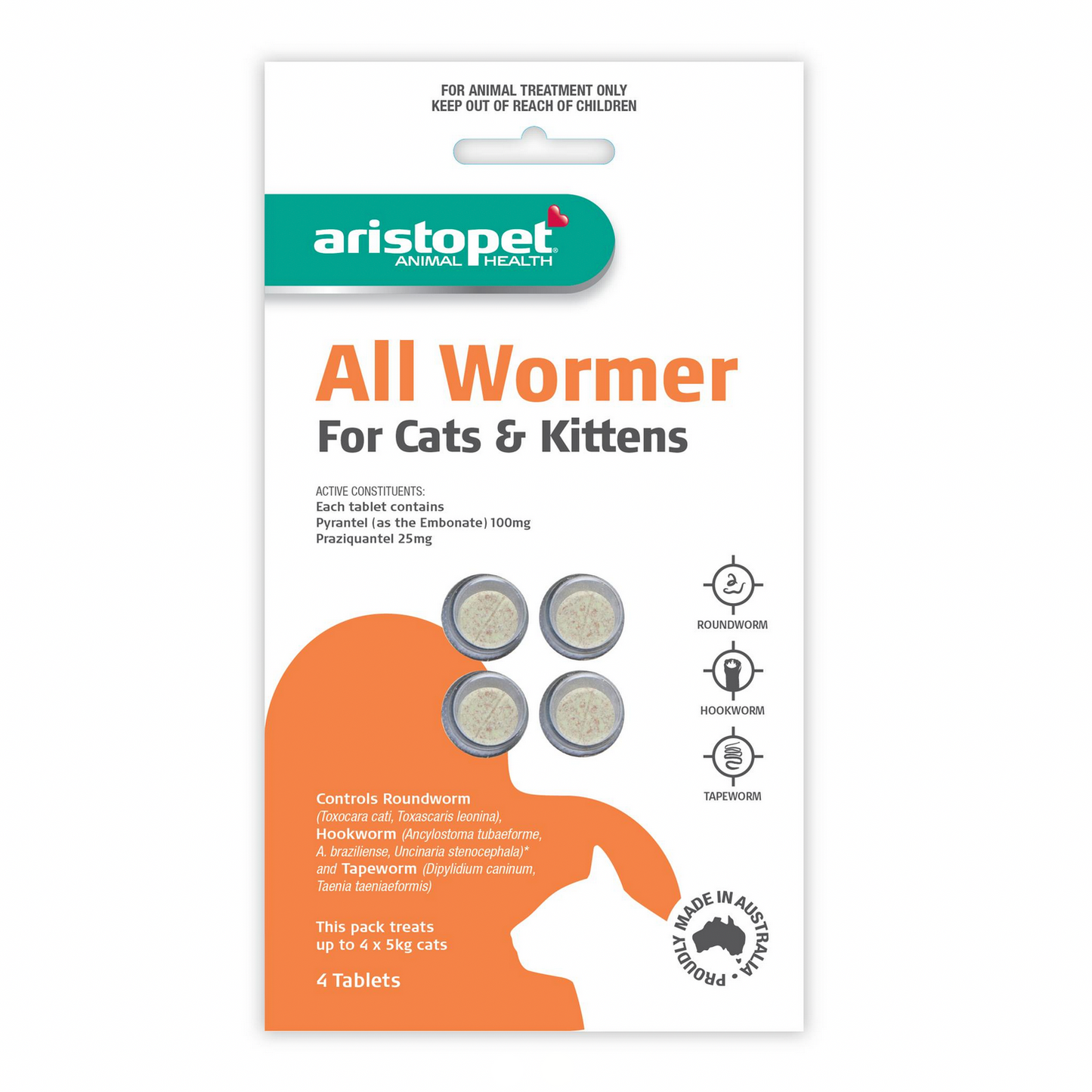 Aristopet All Wormer Cat Kitten 4pack