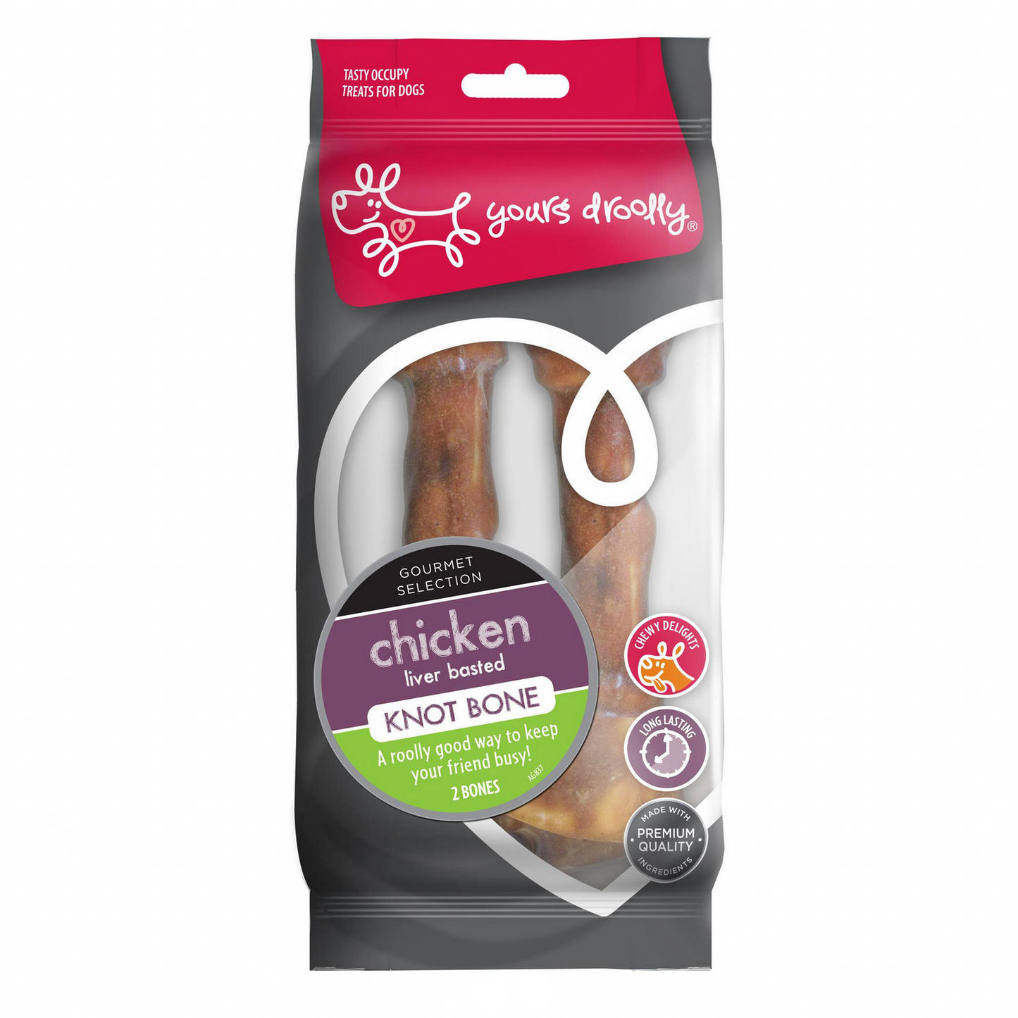 Yours Droolly KnotBone Chicken/Liver 2pk 15cm