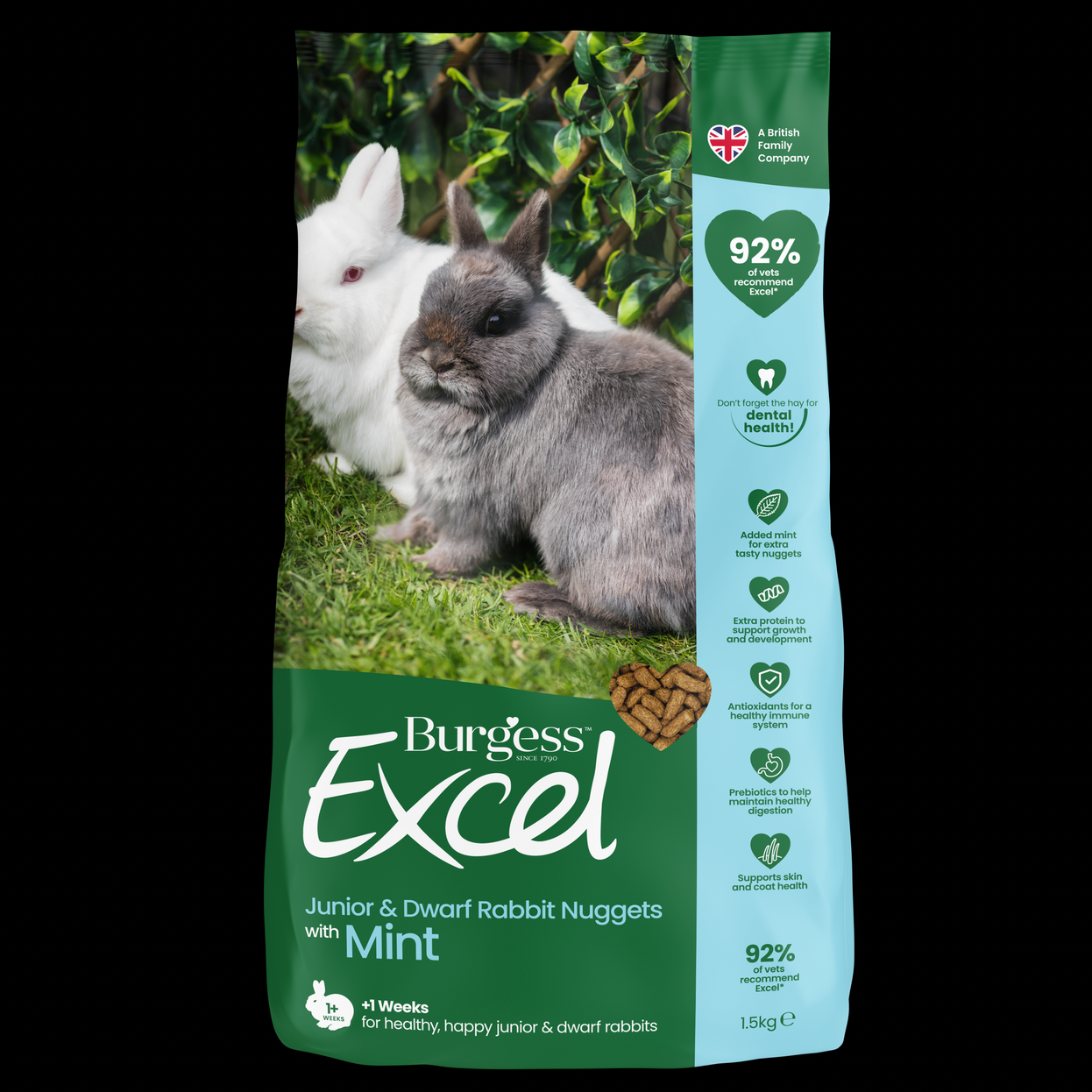 Burgess Excel Junior & Dwarf Rabbit Nuggets with Mint