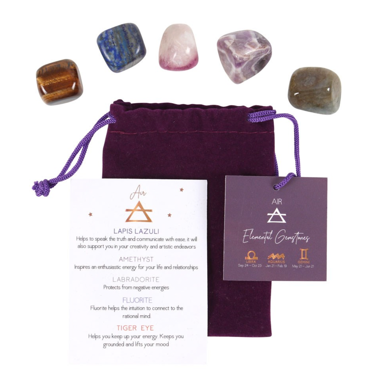 Air Element Zodiac Tumble Stone Set