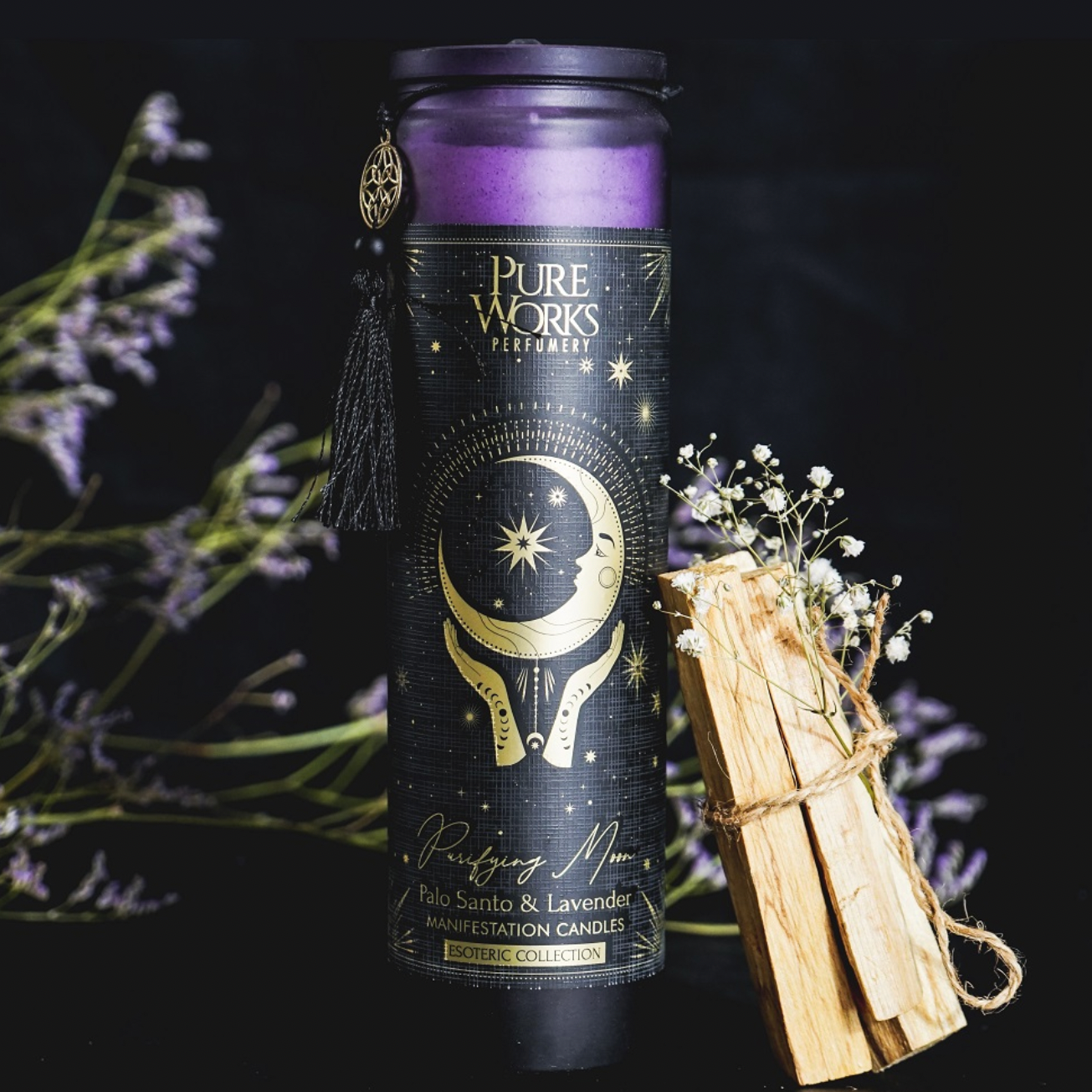 Purifying Moon Palo Santo & Lavender Manifestation Candle