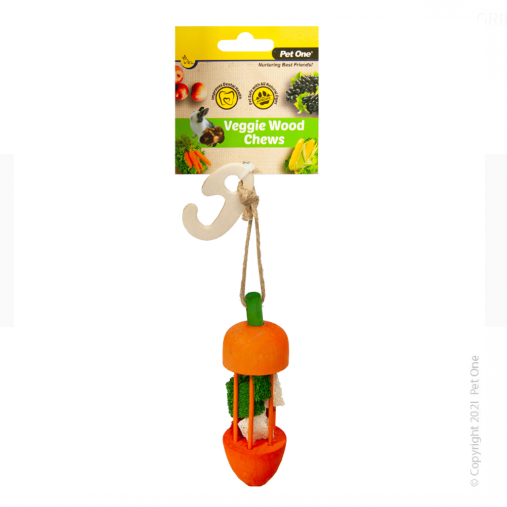 Pet One Veggie Wood Carrot Carousel Orange 13cm