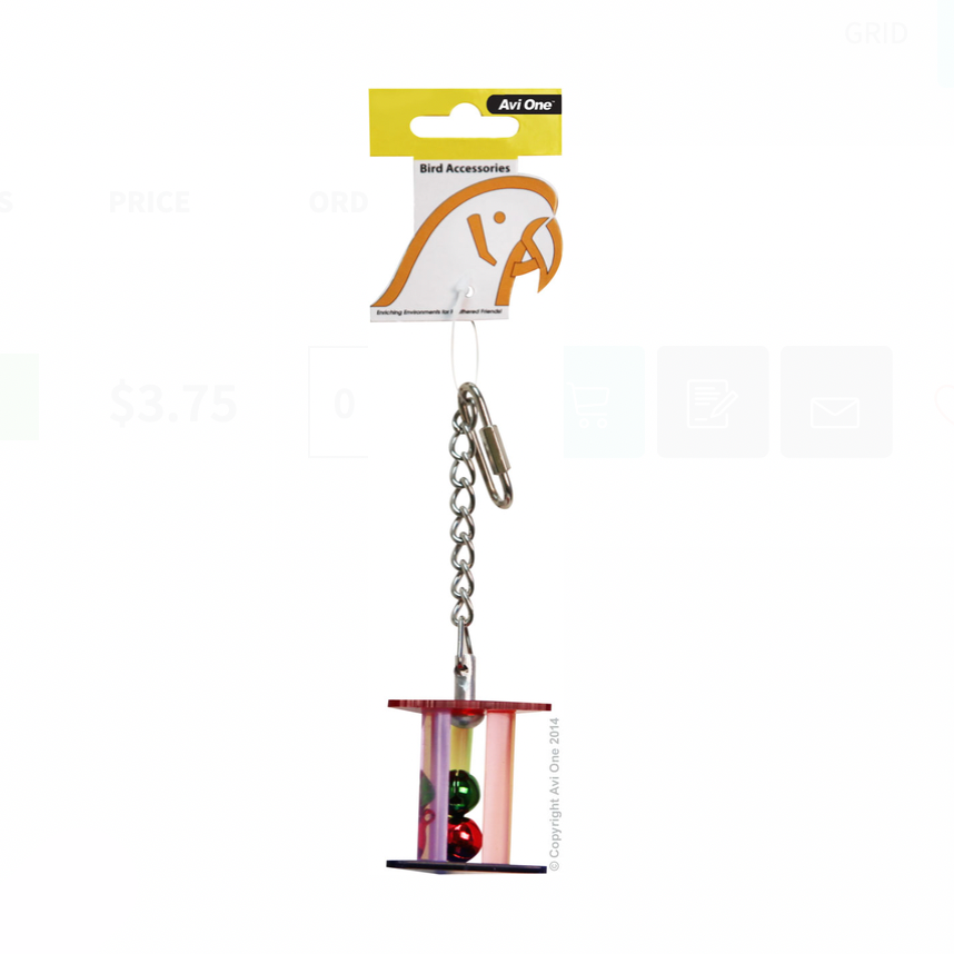 Avi One Bird Toy - Acrylic Triangular Prism W/bell Balls