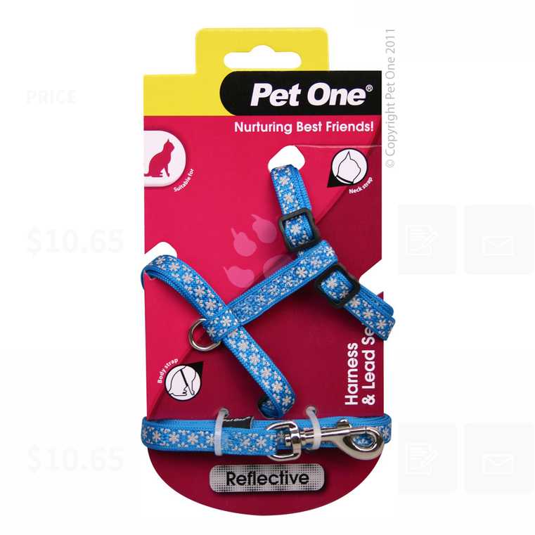Pet One Harness & Lead Set - Cat/Kitten Reflective