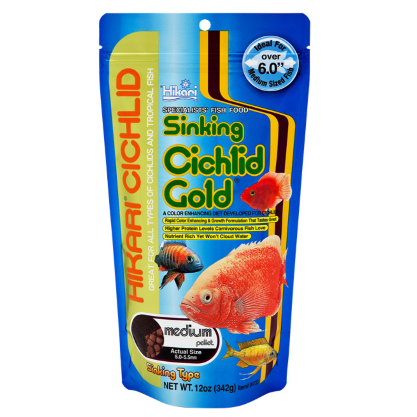 Hikari Cichlid Gold Sinking fish food with carotenoids for enhanced color and digestible proteins for healthy growth