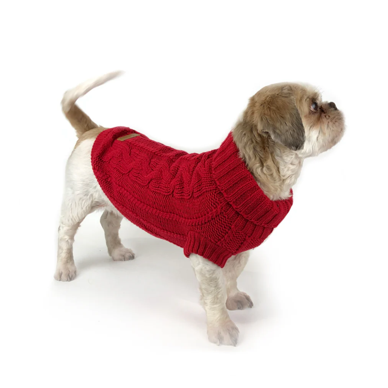 Huskimo Cableknit Chilli dog jumper for winter weather