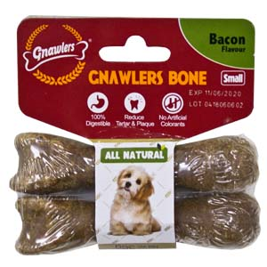 Gnawler 7.6cm Bacon Bone 3" Small Twin Pack