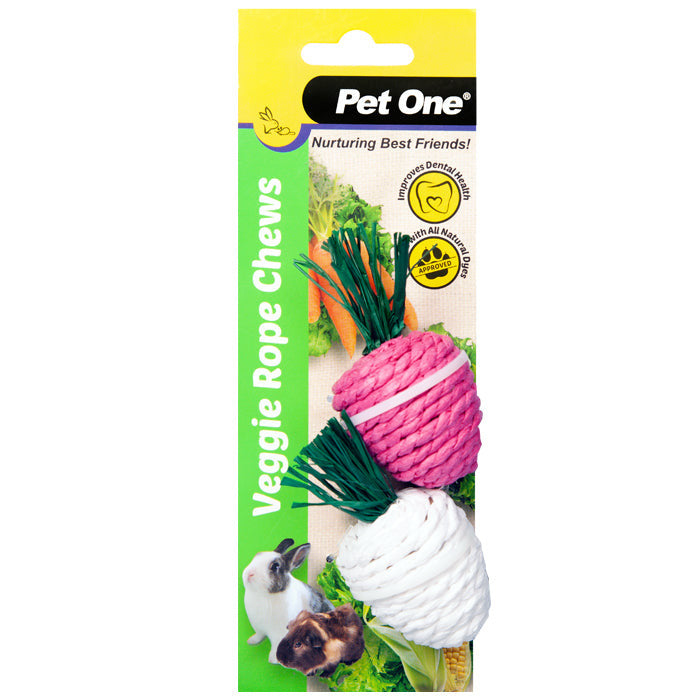 Pet One Veggie Rope Chews Twin Pack - Radishes (white/pink)