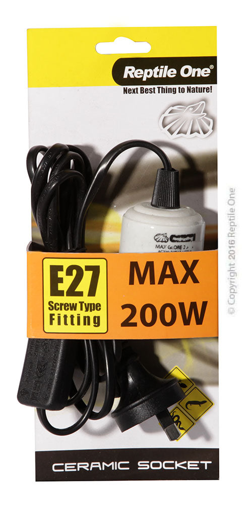 Reptile One Heat Lamp Socket Ceramic Suit Up To 200w E27 Screw