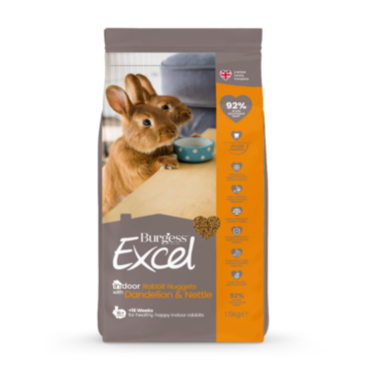 Burgess Excel Indoor Rabbit Nugget with Dandelion & Nettle 1.5kg