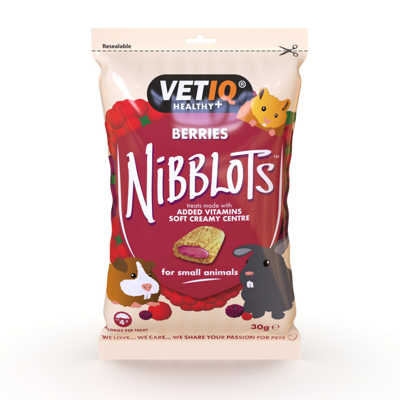 Nibblots Berries – Omega-3 enriched berry treats for small pets like rabbits, guinea pigs, and hamsters