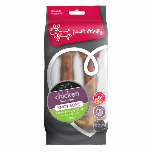 Yours Droolly KnotBone Chicken/Liver 2pk 15cm