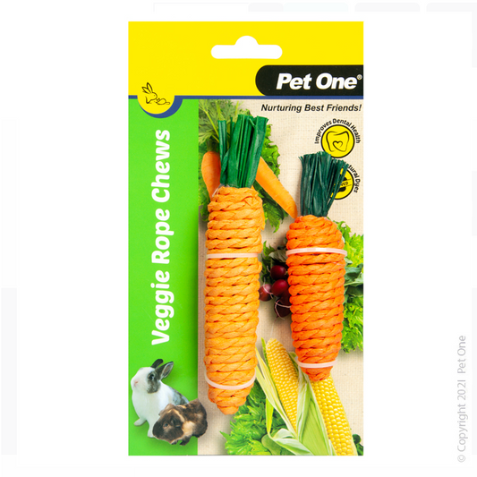 Pet One Veggie Rope Chews Twin Pack - Carrots (S/M)