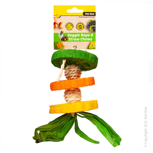 Pet One Veggie Rope And Straw Chew Hanging Hula 19cm