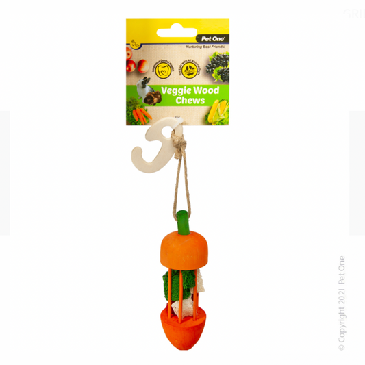 Pet One Veggie Wood Carrot Carousel Orange 13cm