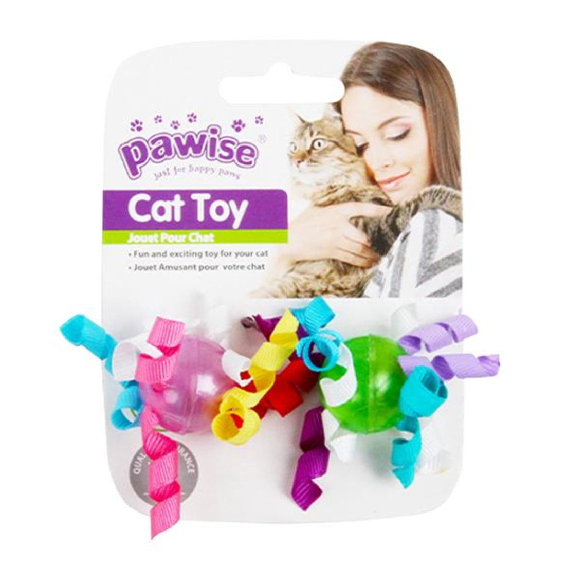 Pawise Cat Toy Balls with Ribbon 2pk