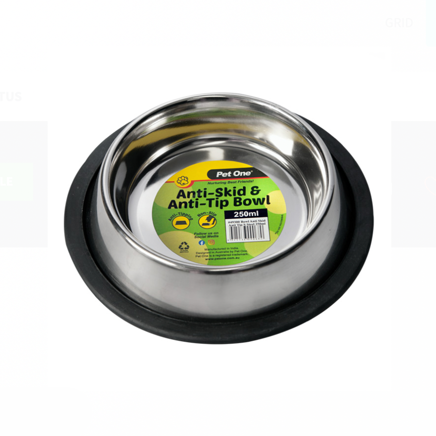 Pet One Bowl - 250ml Cat Anti Skid Anti Tip S/steel