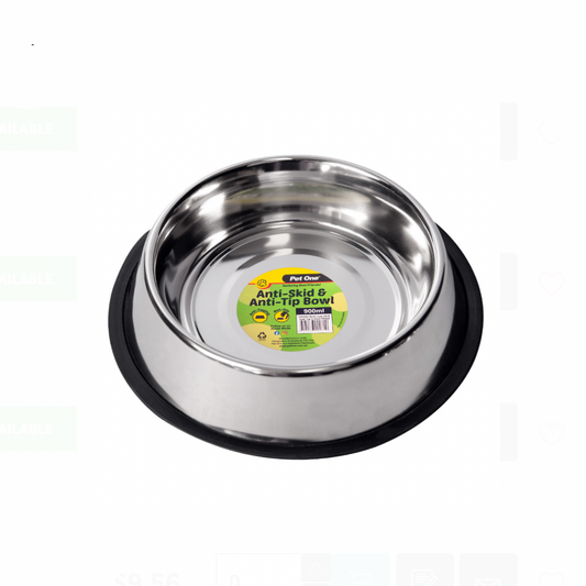 Pet One Bowl - Anti Skid Anti Tip S/steel