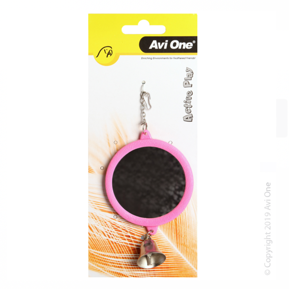 Avi One Bird Toy - Round Mirror With Bell 7.7cm