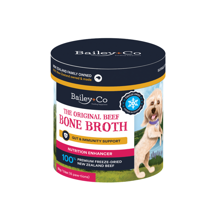 Bailey+Co Freeze-Dried Beef Bone Broth – Gut & Immunity Support for Dogs and Cats 
