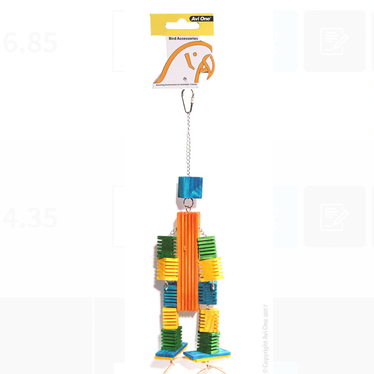 Avi One Parrot Toy - Leather Rope Coloured Wood Block 46cm