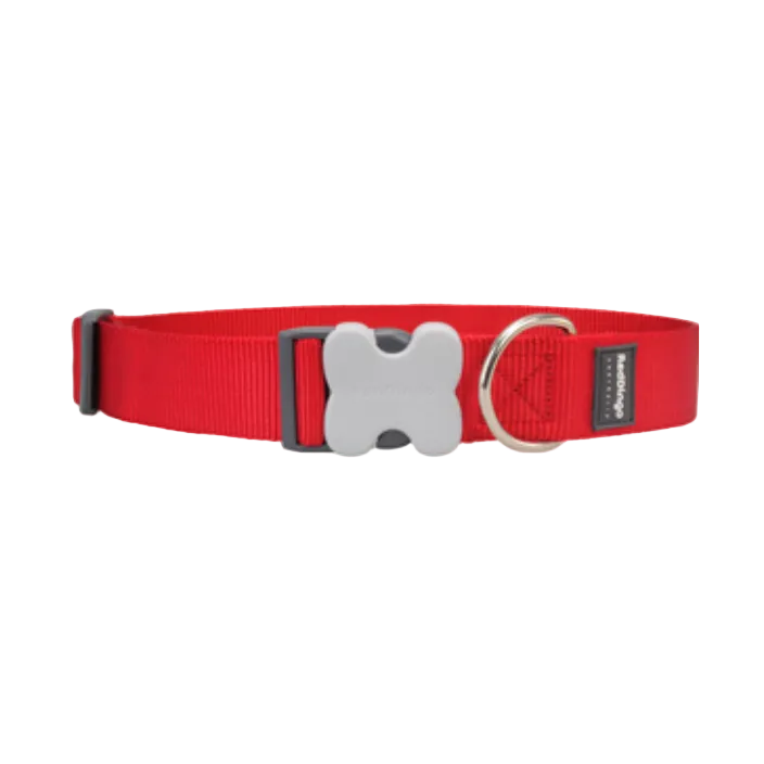 Red Dingo Dog Collar Plain Red Medium 20mm x 30-47cm