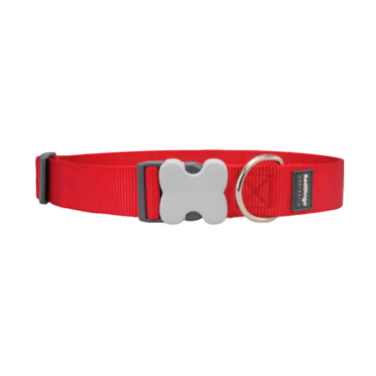 Red Dingo Dog Collar Plain Red Medium 20mm x 30-47cm