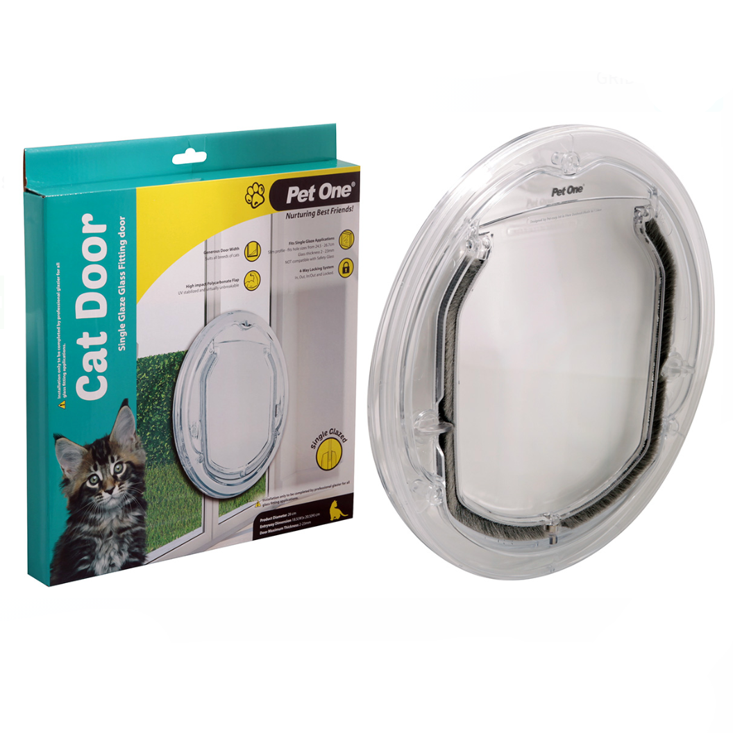 Pet One - Cat Door Poly Sng Glaze Glass Fit